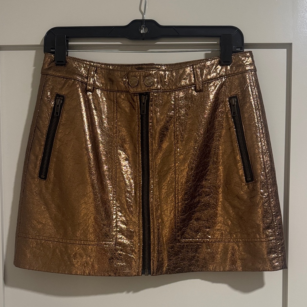 MOTHER Metallic Bronze Mini Skirt